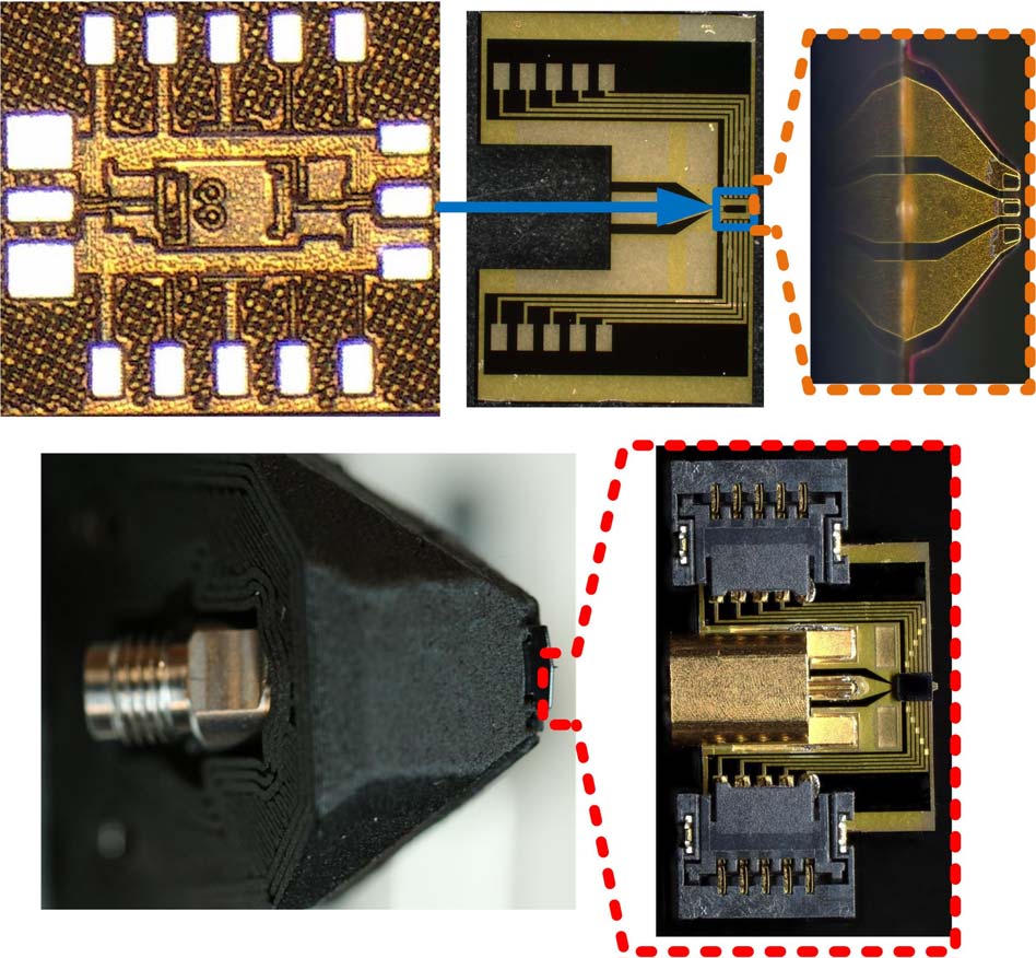 Active-probe hardware, package, probe tip, and integrated die